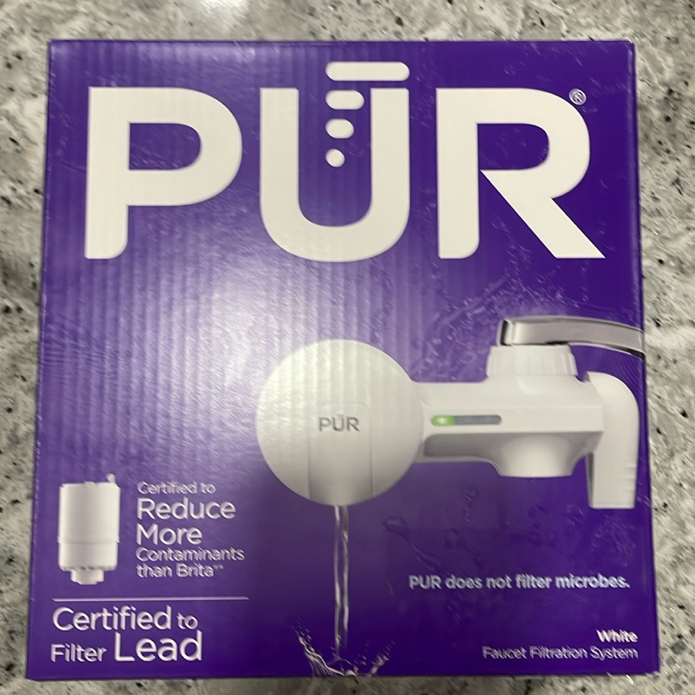 New PUR Faucet Filtration System White Reduces 70 Contaminants & Substances